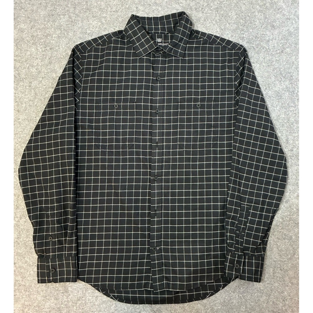 Mack Weldon Flannel Shirt Mens Medium Black White Windowpane Plaid Long Sleeve
